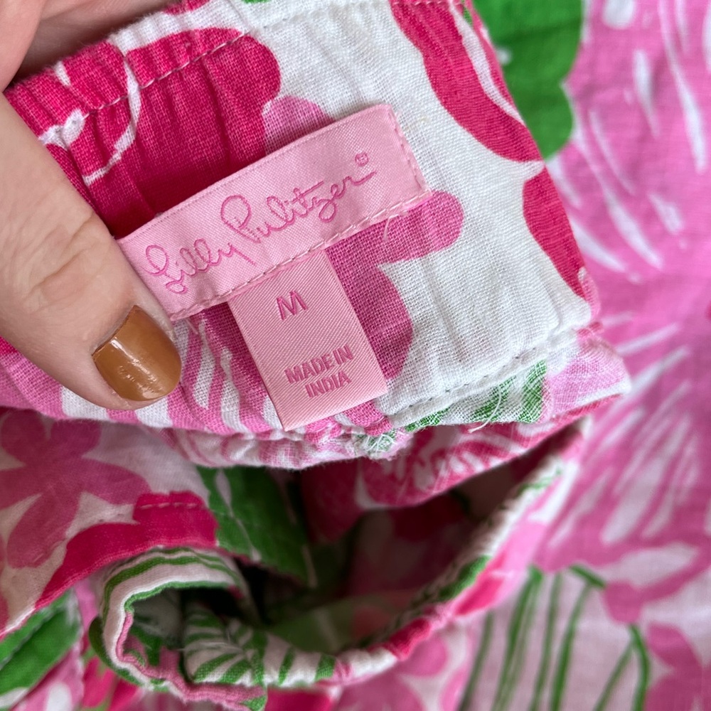 Lilly Pulitzer Pink & Green Floral Straight-Leg Pants - Picture 3 of 3